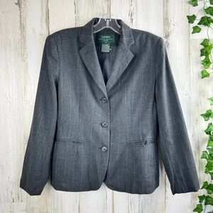 Lauren Ralph Lauren 100% Wool Gray Striped Blazer Sz 8p